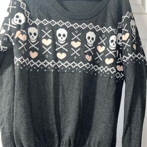 Torrid Skull Charcoal Gray Sweater